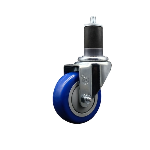 3.5'' SS Blue Poly Wheel Swivel 1-5/8'' Expanding Stem Caster